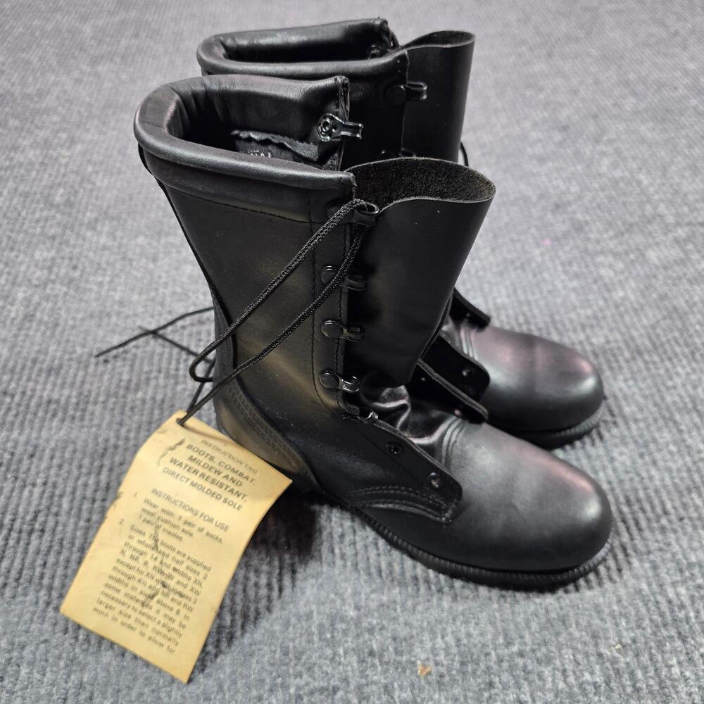 VTG Carolina Boots Mens Size 3D Black Leather Para-Trooper Jump Combat Cap Toe